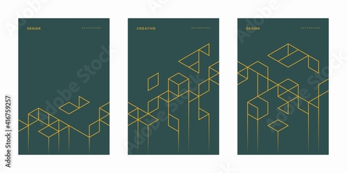 Abstract geometric technological company brochure. Corporate identity flyer. Vector set business presentation.