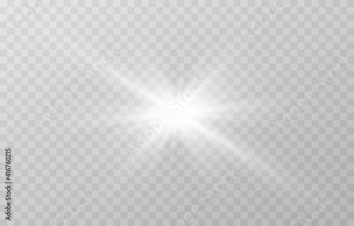 Vector white light. Sun, sun rays, flare, dawn png. Explosion of white light. White Star PNG. White flash png.