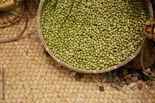 Korean traditional market green beans 