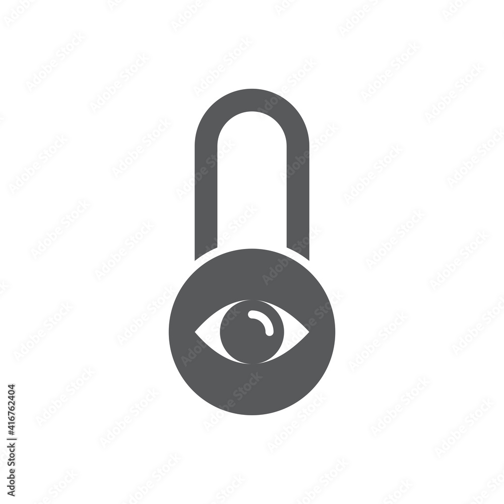 Privacy protection, Lock with eye icon, color, line, outline vector sign, linear style pictogram isolated on white. Symbol, logo illustration Privacy protection, Lock with eye icon, color, line, outline vector sign, linear style pictogram isolated on white. Symbol, logo illustration