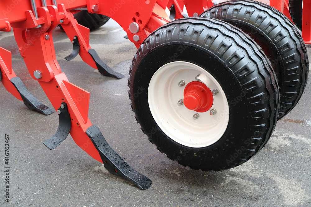 Parts and components of agricultural machines. Plough. Harrow. Cultivator. Fragment. Parts and components of agricultural machines. Plough. Harrow. Cultivator. Fragment.
