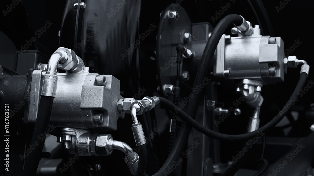 Fototapeta premium Hydraulic motor..Modern agricultural machinery.