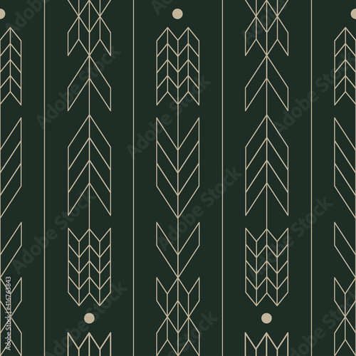 Seamless linear pattern, rice ear, oat or grass shapes, vector illustration