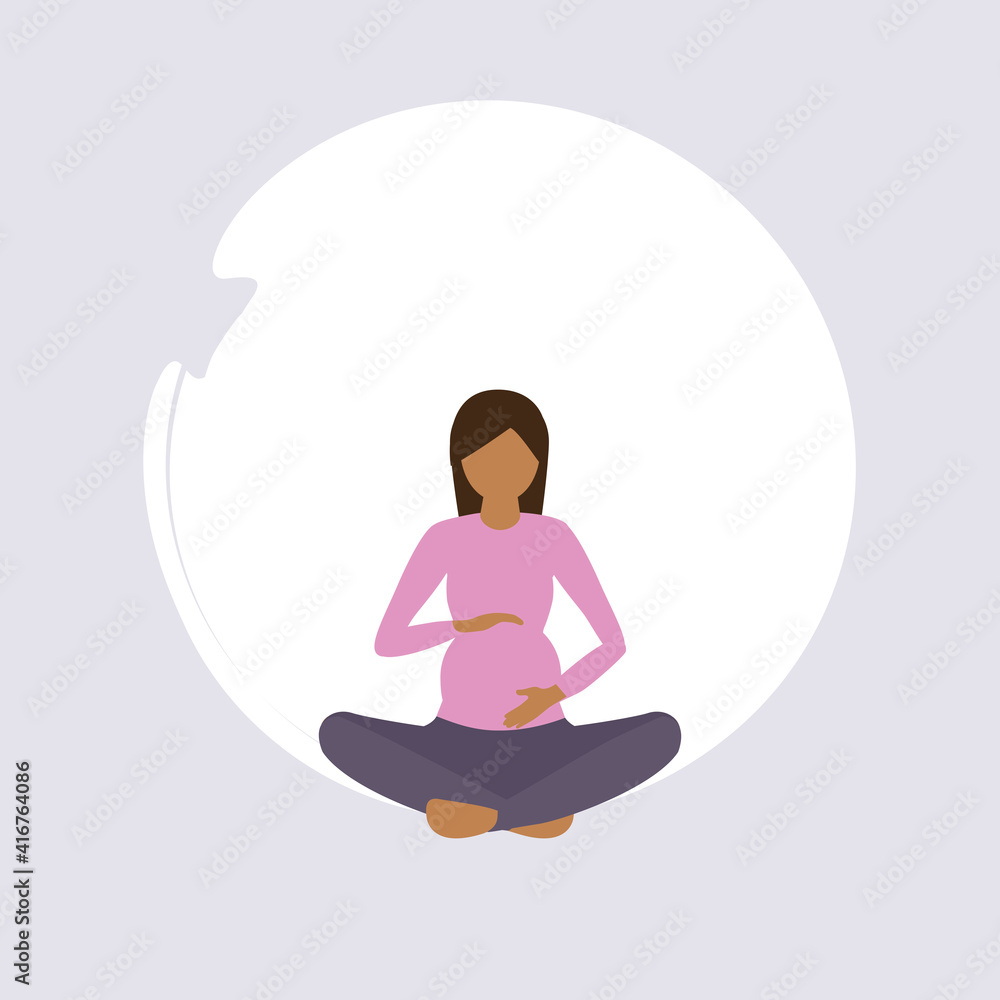 pregnant woman doing yoga exercise healthy lifestyle fitness design vector illustration EPS10