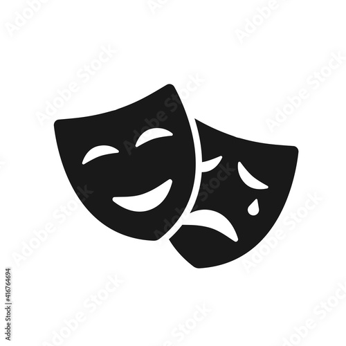 Masquerade vector icon on white background. Comic and tragic mask icon