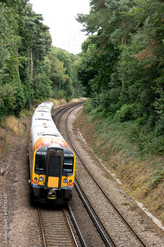 a modern electric train near Bournemouth in southern England in the UK