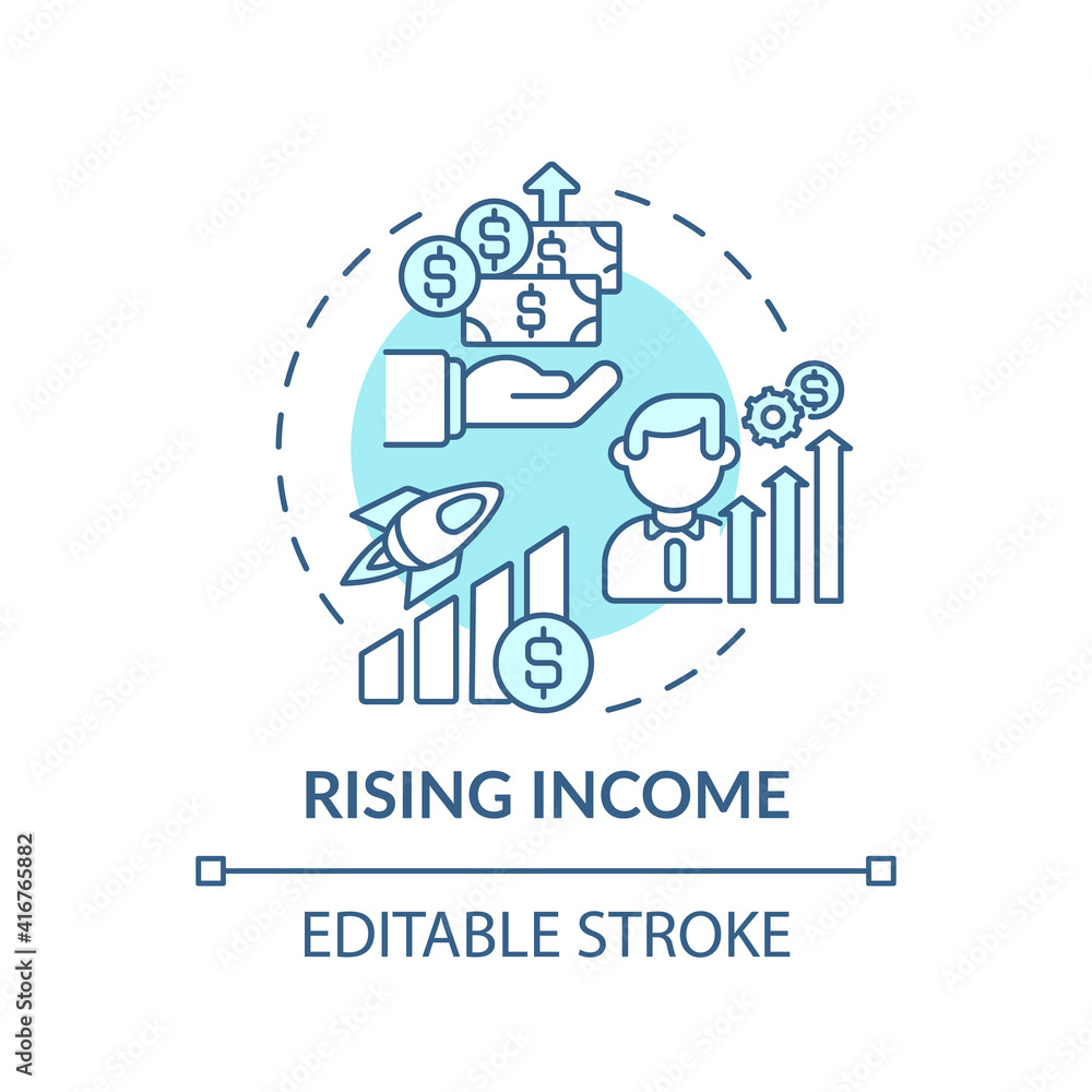 Consumption and saving concept icon. Rising profit idea thin line illustration. Economic research and tax policy in country. Vector isolated outline RGB color drawing. Editable strokev Consumption and saving concept icon. Rising profit idea thin line illustration. Economic research and tax policy in country. Vector isolated outline RGB color drawing. Editable strokev