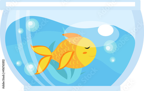 Goldfish in the aquarium icon. Vector illustration