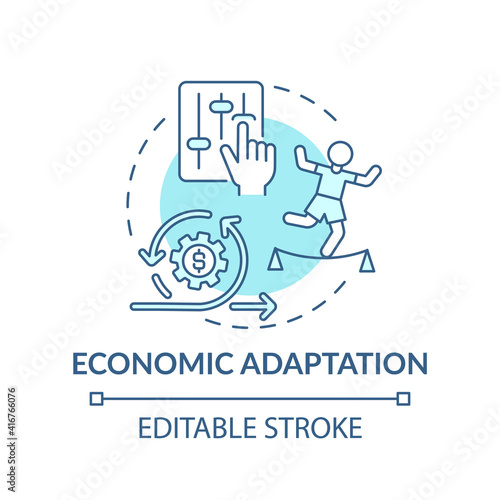 Economic adaptation concept icon. Changes in behavior of economic climate idea thin line illustration. Environmental of economy. Vector isolated outline RGB color drawing. Editable stroke