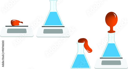 Vector Illustration of an Experiment with Ballon and Science Tube on the Weighting Machine, For Online Education