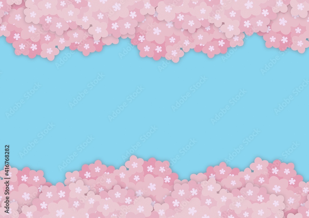 ペーパークラフトのような桜のフレーム背景 no.03