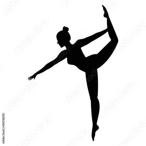 female athlete dancing ballet sport silhouette vector illustration design