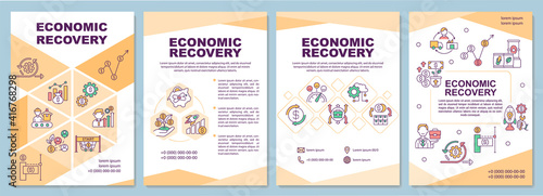 Economic recovery brochure template. Process of economic adaptation. Flyer, booklet, leaflet print, cover design with linear icons. Vector layouts for magazines, annual reports, advertising posters
