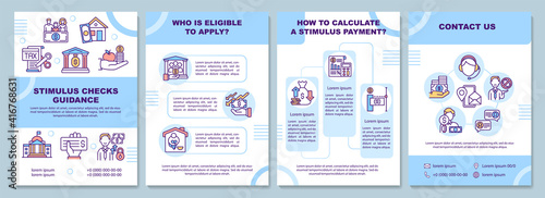 Stimulus checks guidance brochure template. Eligible to apply. Flyer, booklet, leaflet print, cover design with linear icons. Vector layouts for magazines, annual reports, advertising posters