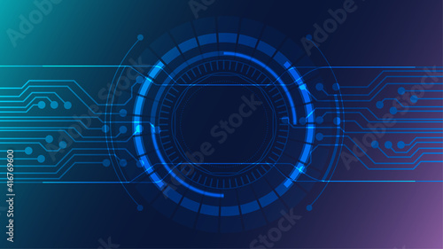 Abstract circle and circuit background, Technology background concept with copy space, vector.