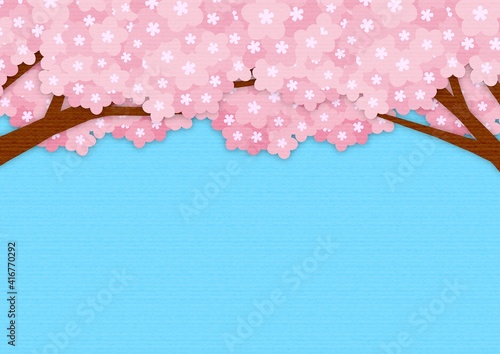 ペーパークラフトのような桜の木の背景 no.02