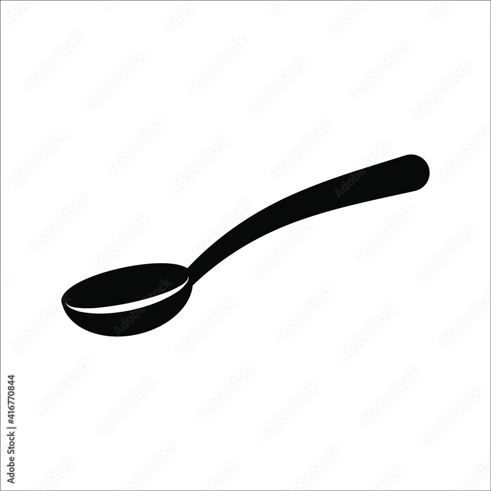 Silhouette of a metal spoon icon on white background. color editable Silhouette of a metal spoon icon on white background. color editable