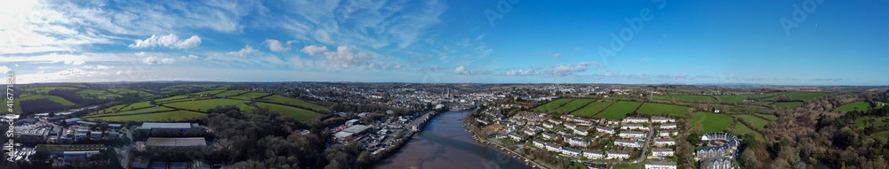 aerial view of the city of truro cornwall england uk 