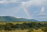 Scenic field against rainbow at Tsavo National Park, KENYA