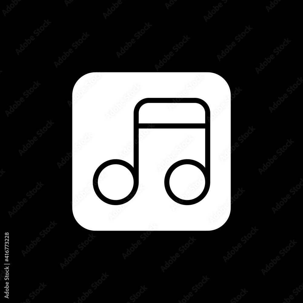 Music app dark mode glyph icon. Creating playlists. Songs and podcasts. Media menu. Broadcast radio. Smartphone UI button. White silhouette symbol on black space. Vector isolated illustration Music app dark mode glyph icon. Creating playlists. Songs and podcasts. Media menu. Broadcast radio. Smartphone UI button. White silhouette symbol on black space. Vector isolated illustration