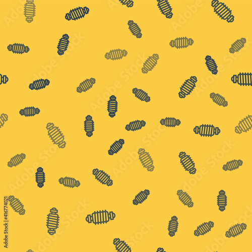 Blue line Bicycle suspension icon isolated seamless pattern on yellow background. Vector.