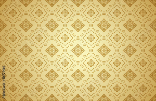 Thai art and asian style luxury banner gold background