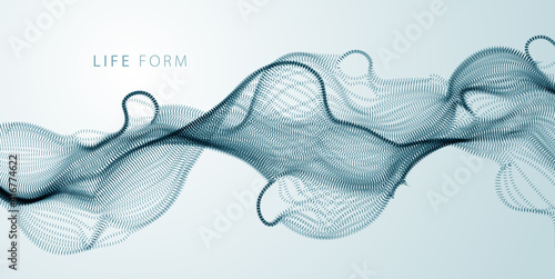 Microscopic biological mutation virus, abstract vector particles shape, nano medical technology, microbiology science fiction theme illustration.