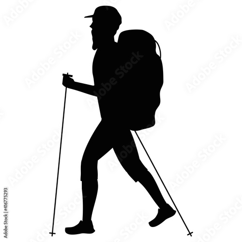 athlete practicing hike sport silhouette vector illustration design