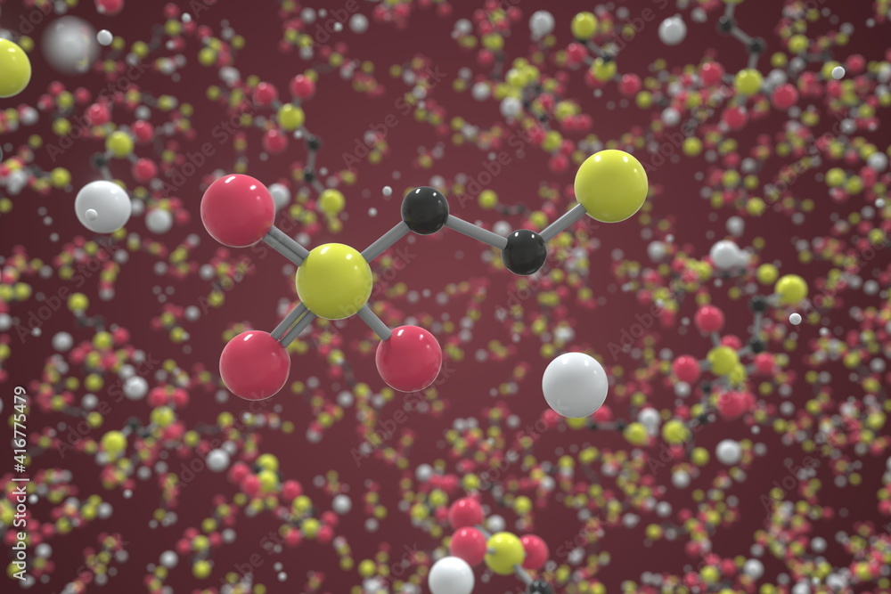 Molecule of generic mesna. Molecular model, science related 3d rendering Molecule of generic mesna. Molecular model, science related 3d rendering