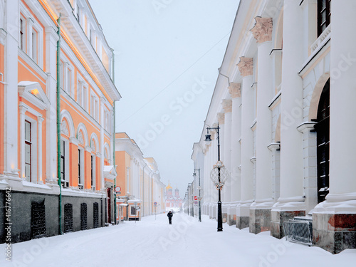 Moscow, Rybny lane street in winter
