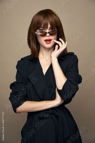 Wallpaper Mural Stylish Woman Sexy look dark glasses elegant appearance background Torontodigital.ca