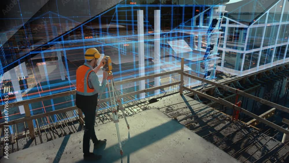 Futuristic Digitalization of Buildings Construction Stock ビデオ | Adobe Stock
