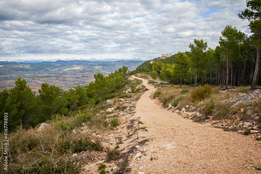Hiking trail landscape in Sierra de Irta National Park Spain