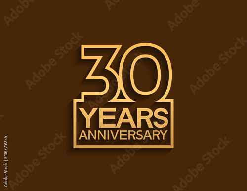 30 years anniversary design line style with square golden color isolated on brown background can be use for special moment celebration