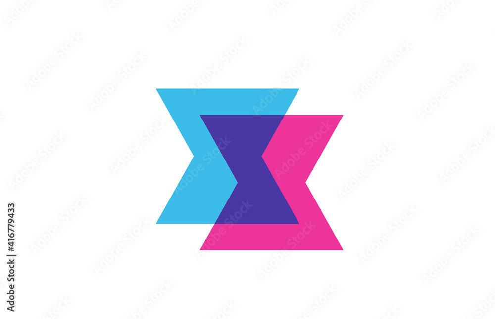 intersected X letter logo icon for company. Blue and pink alphabet design for corporate and business intersected X letter logo icon for company. Blue and pink alphabet design for corporate and business