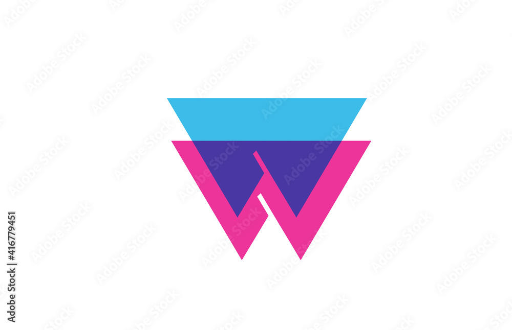 intersected W letter logo icon for company. Blue and pink alphabet design for corporate and business intersected W letter logo icon for company. Blue and pink alphabet design for corporate and business