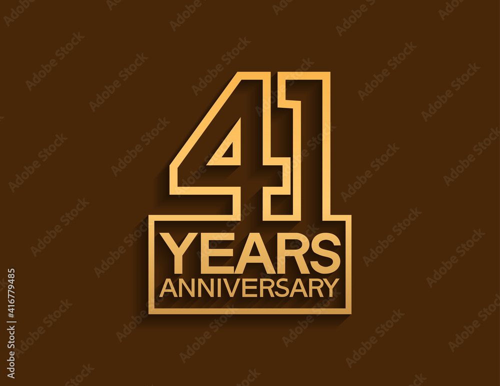 41 years anniversary design line style with square golden color isolated on brown background can be use for special moment celebration - obrazy, fototapety, plakaty 