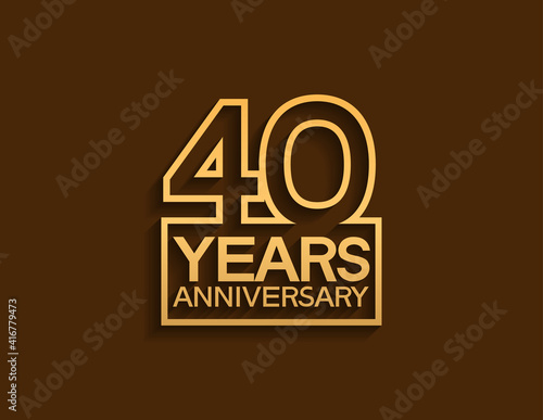40 years anniversary design line style with square golden color isolated on brown background can be use for special moment celebration