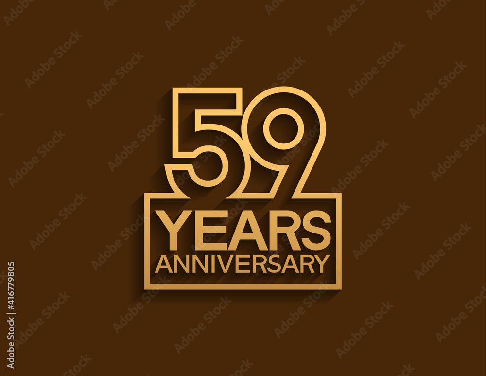 59 years anniversary design line style with square golden color isolated on brown background can be use for special moment celebration 59 years anniversary design line style with square golden color isolated on brown background can be use for special moment celebration