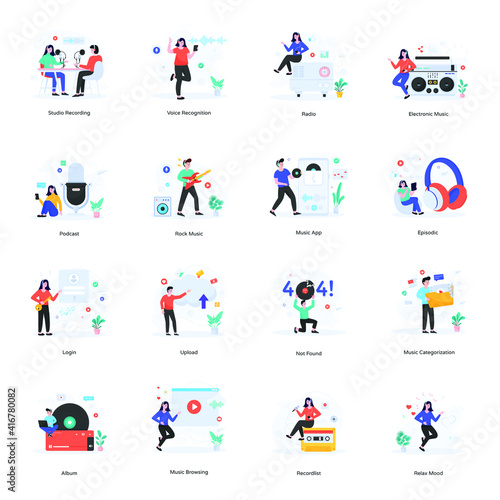 
Music Apps Flat Illustration Vectors 

