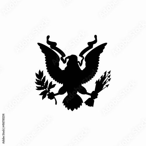 US Coat of Arms Vector Black Silhouette