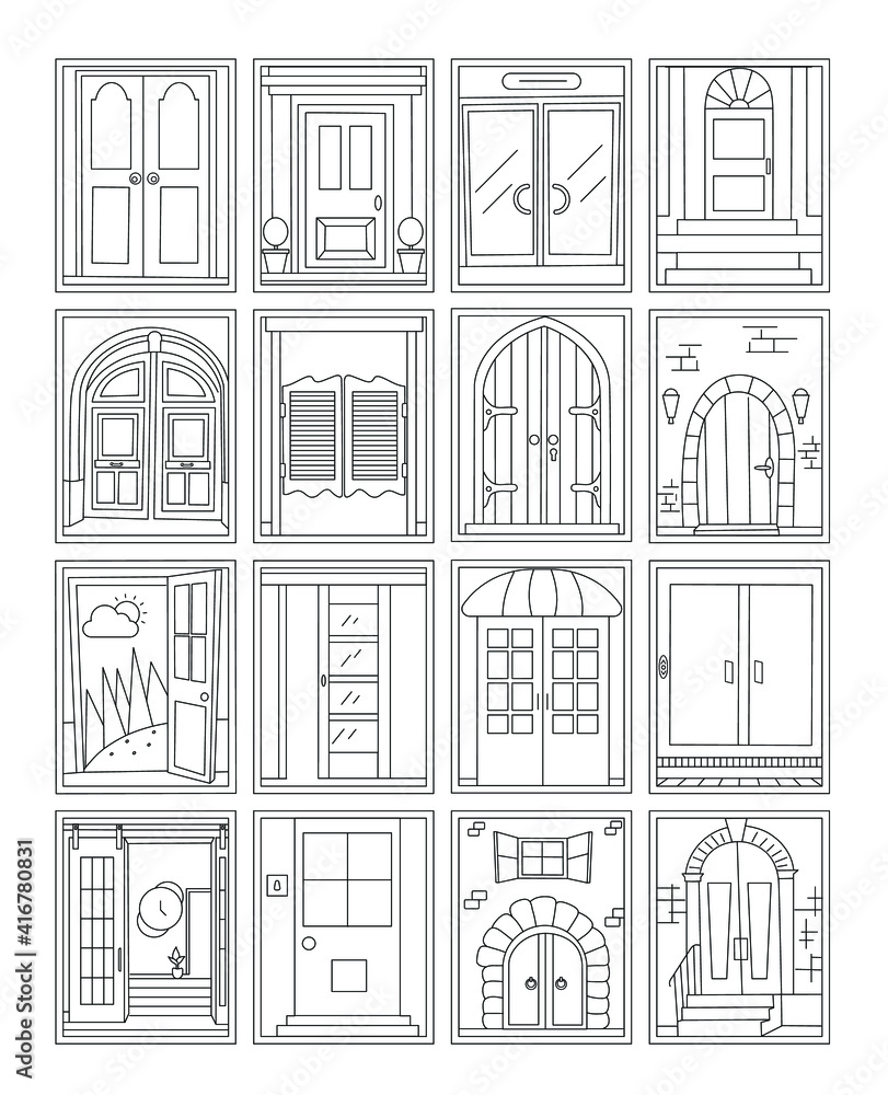 Set of Doors Colouring Page Vectors
Set of Doors Colouring Page Vectors