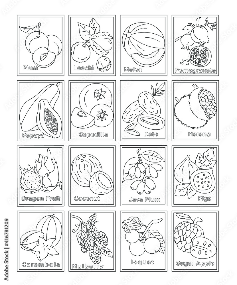
Pack of Organic Fruits Coloring Pages 

