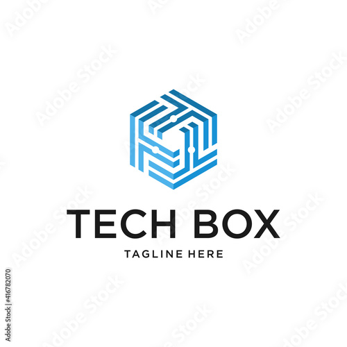 Cube tech logo design template. Hexagon shape modern graphic. Vector illustration can use for brand identity corporate business, digital corporate, development