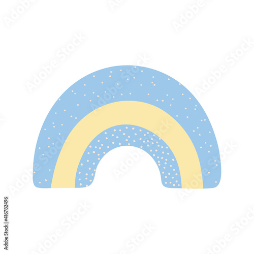 Rainbow in hand drawn style isolated on white background for kids. Cute illustration in for posters, prints, cards, textiles, apparel. Vector