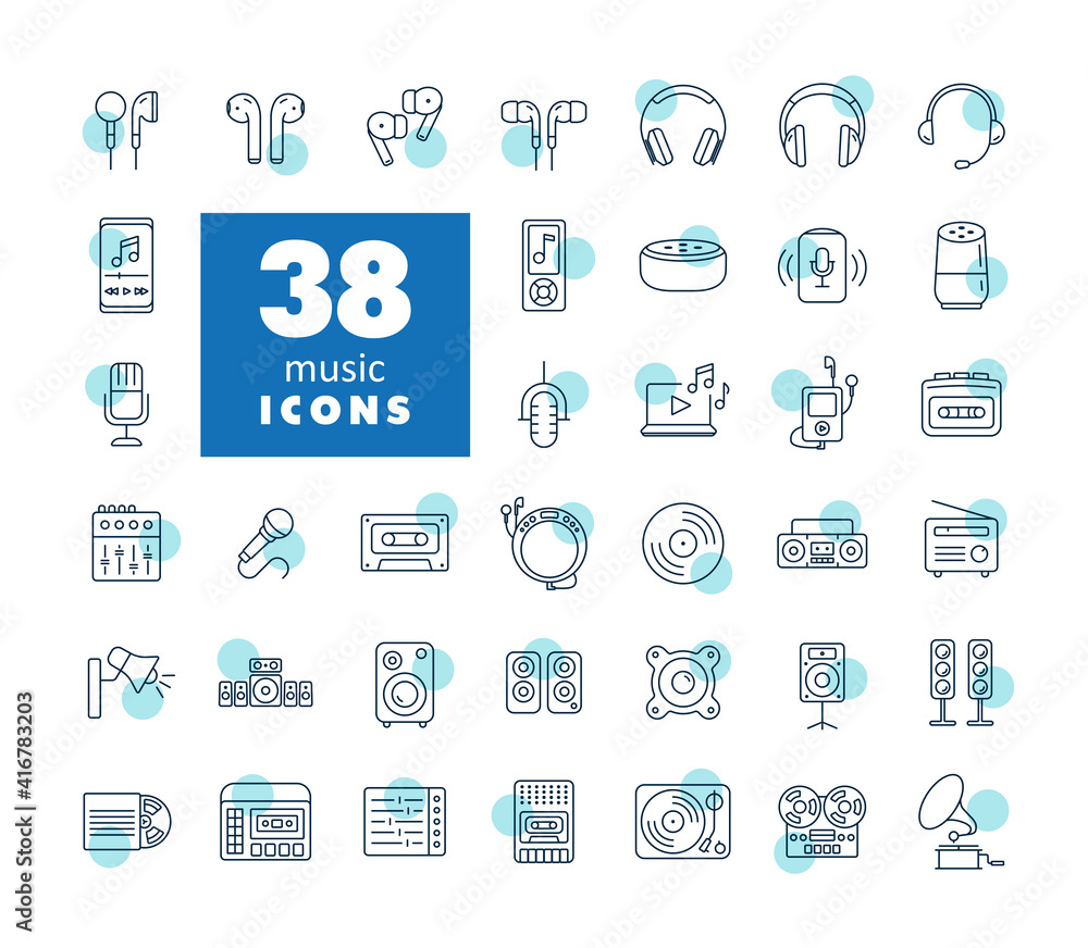 Multimedia devices and symbols icons set Multimedia devices and symbols icons set