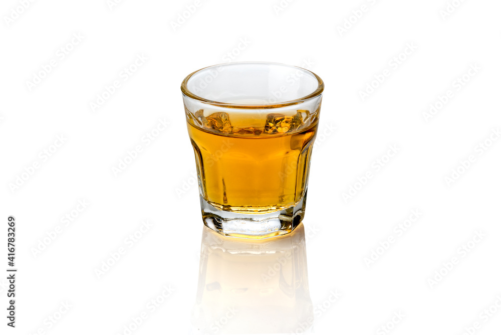 a short glass of Whiskey served neat, isolated on white background a short glass of Whiskey served neat, isolated on white background