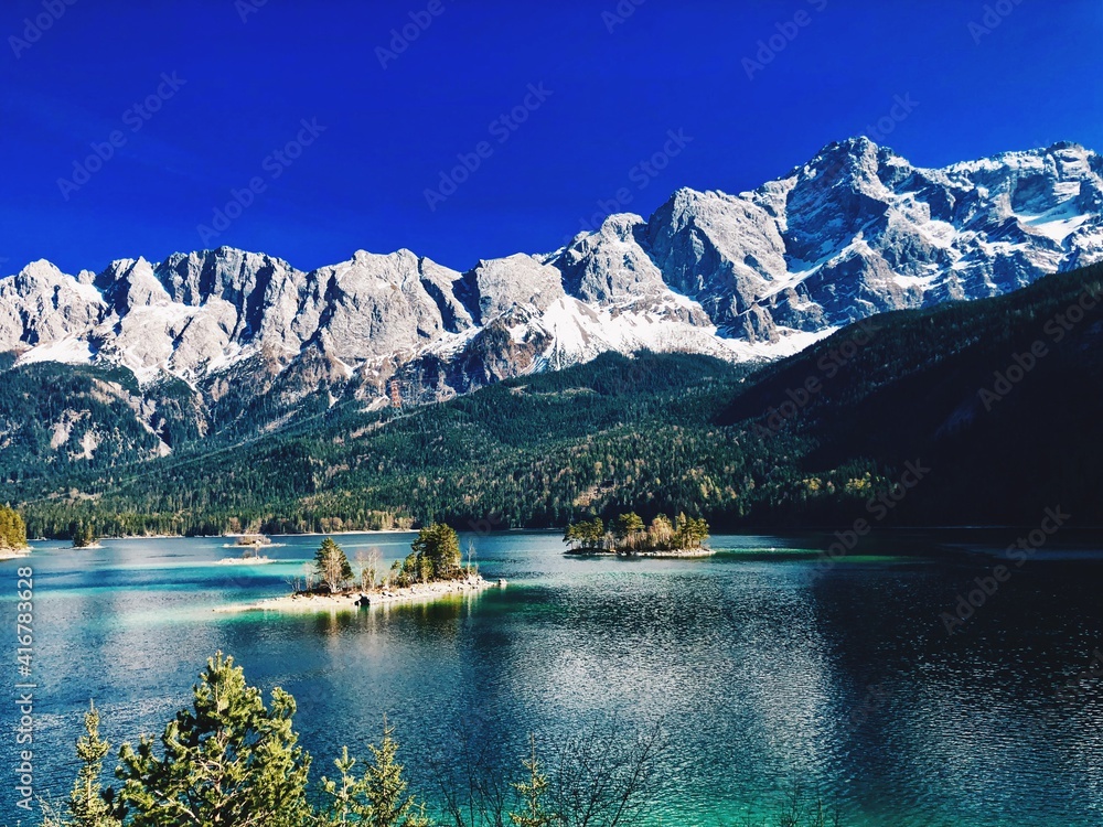 lake and mountains