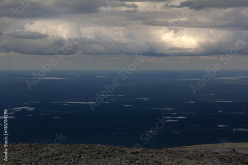 panorama of Lake imandra. The Kola Peninsula. Khibiny. Russia photo