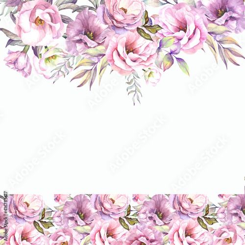 pink flowers frame.watercolor © OLGA